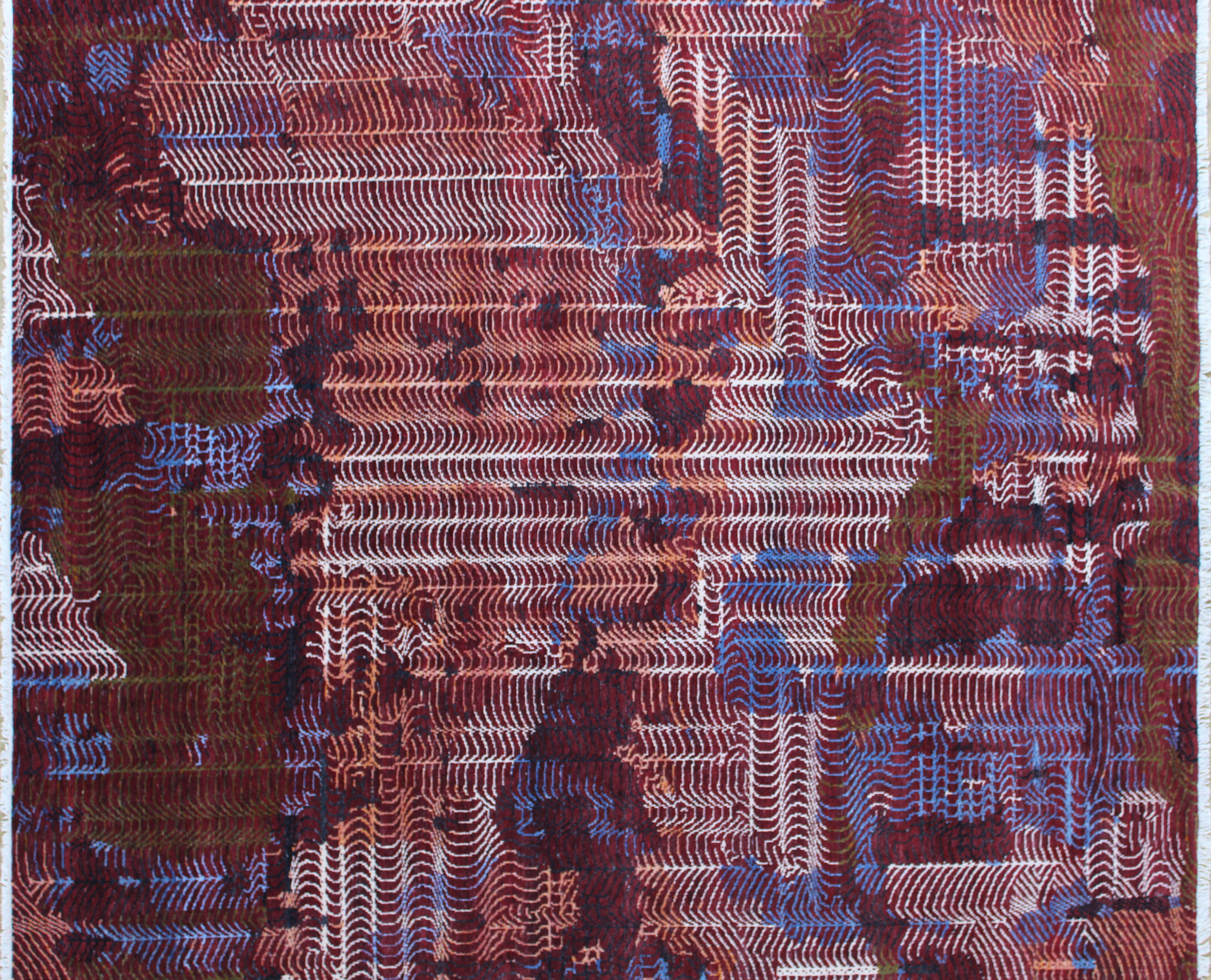 Modern Red Abstract Wool Rug 8ft x 10ft - Handknotted Carpet Manufacturer Mirzapur